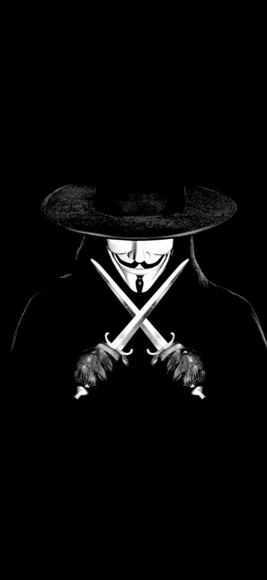 anonymus, vendetta, hat, daggers