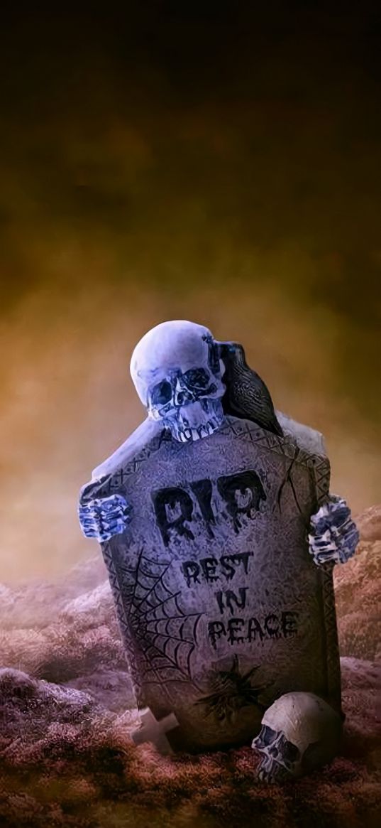 skeleton, gravestone, inscription, sad, emotion, alone