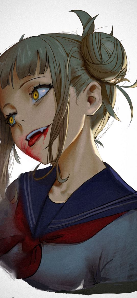 himiko toga, boku no hero academia, anime, girl, headscarf, mad, art