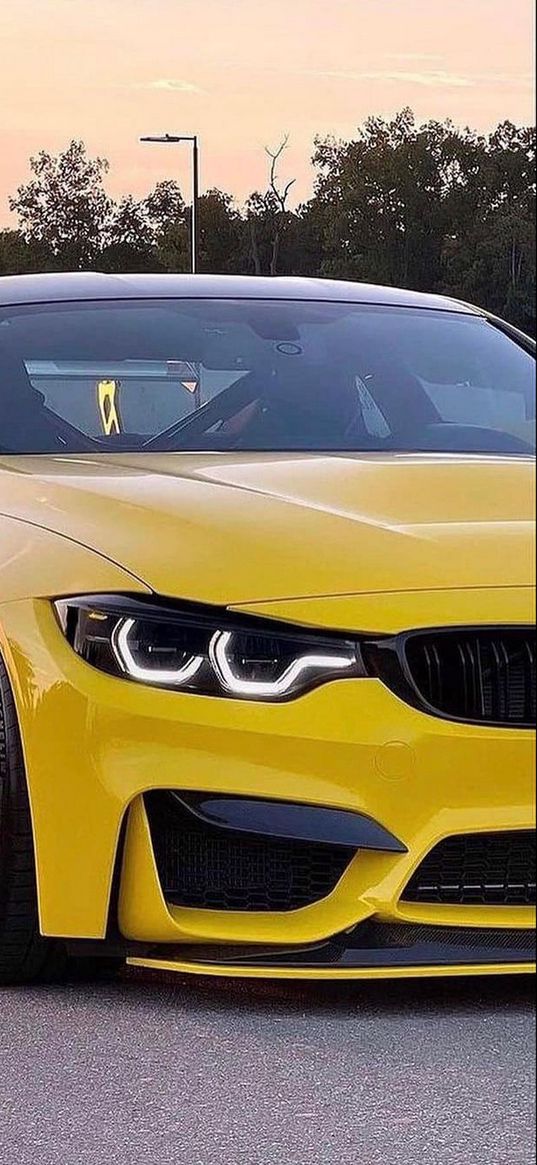 bmw m4, bmw, car, yellow, asphalt