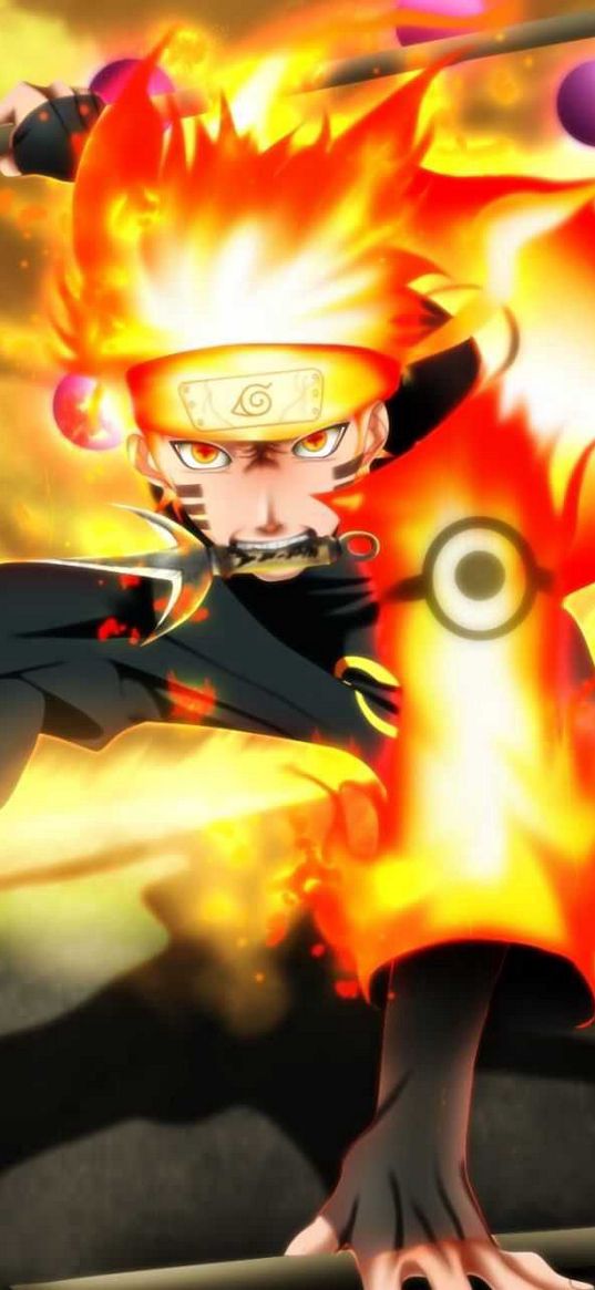 naruto uzumaki, naruto, anime, guy, dagger, flame, fire, art