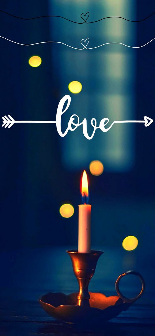 candle, candlestick, glare, love, arrow