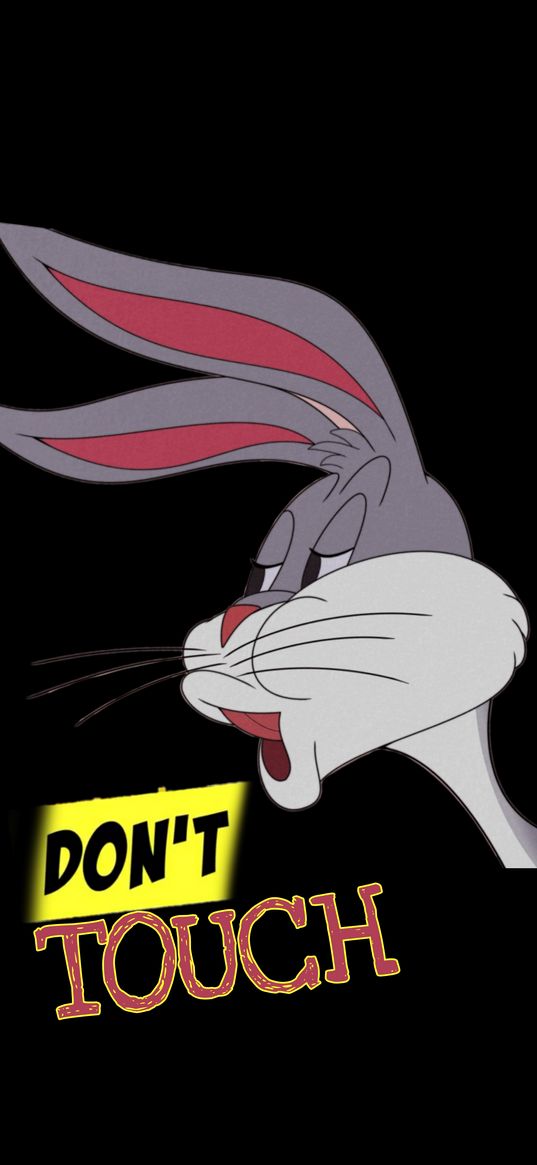 bugs bunny, rabbit, do not touch, black background