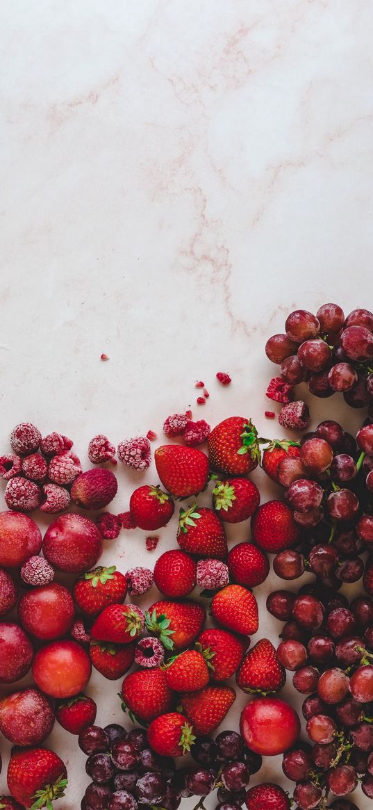 summer, food, berries, grapes, strawberries, still life