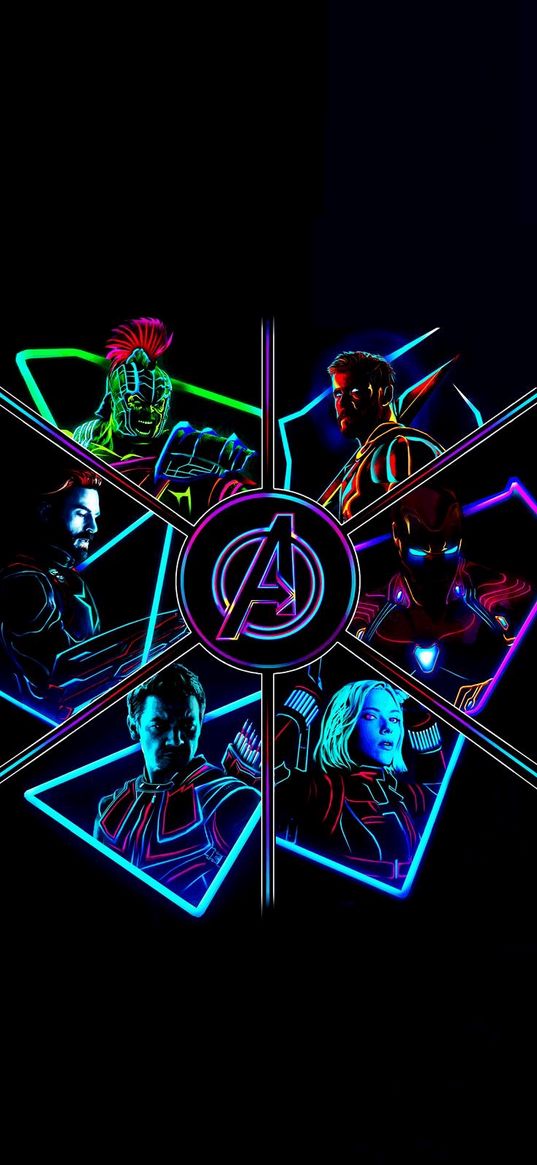 avengers, marvel, heroes, dark, neon