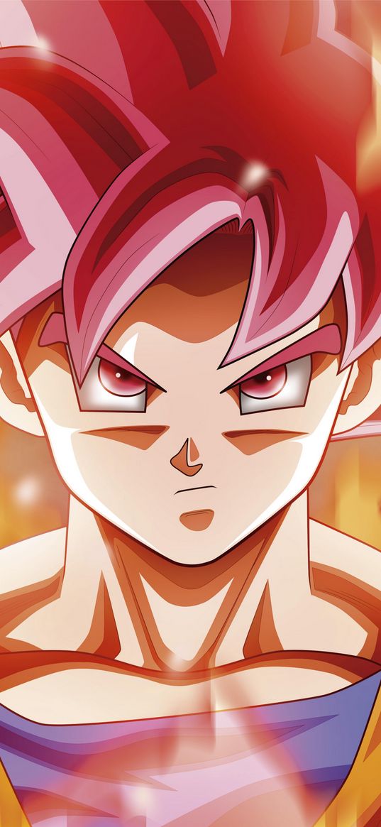 dragon ball, son goku, fire, anime, art