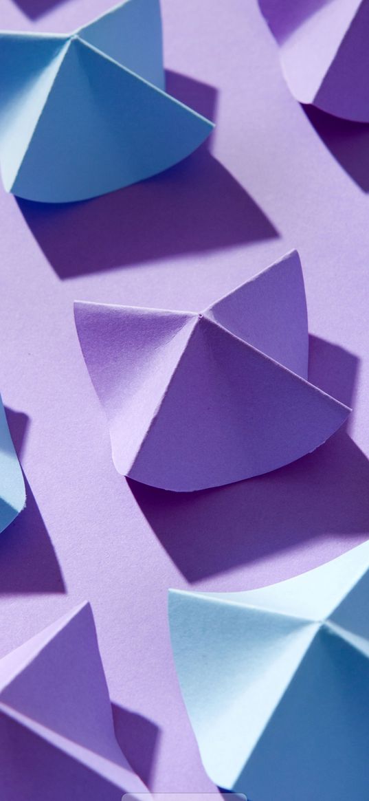 origami, paper, figures, purple, blue, abstraction