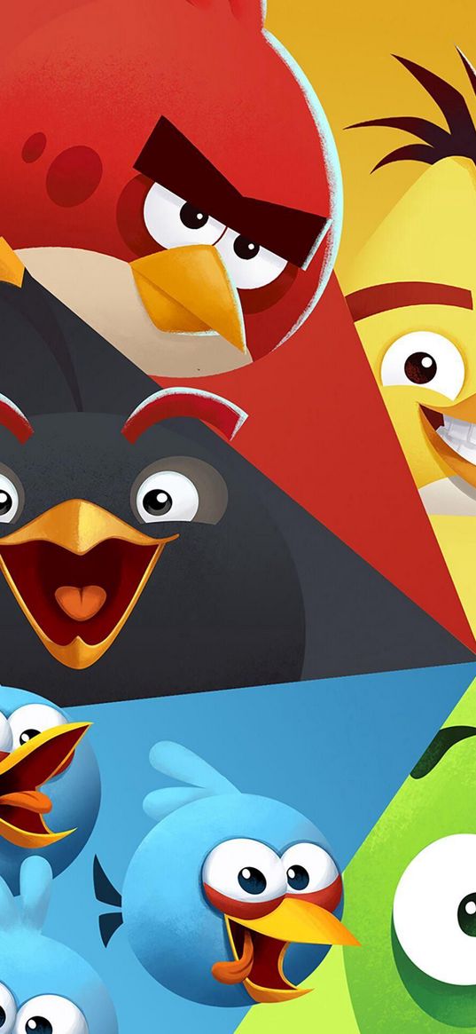 angry birds, game, birds, characters, multicolored, art