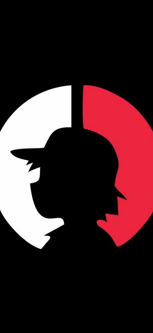 ash, pokemon, cartoon, anime, pokeball, silhouette, white, red, black, art