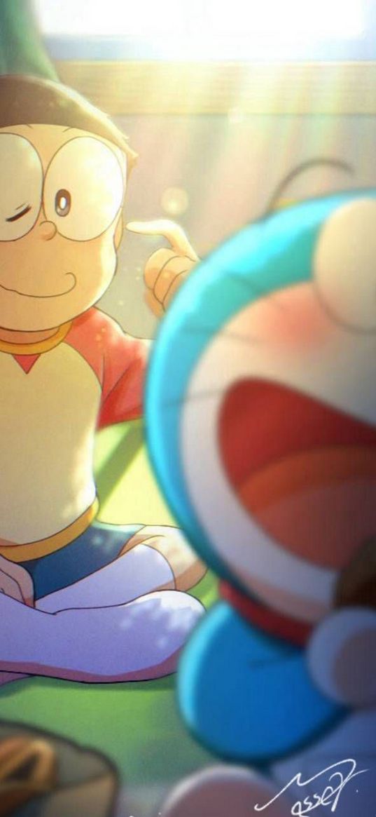 doraemon, cartoon, boy, cat, art