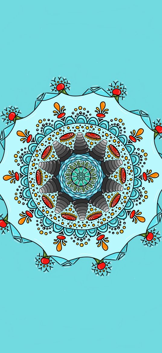 mandala, art, circular, colourful, orange, blue, relaxing, refreshing, minimalism, swapnil