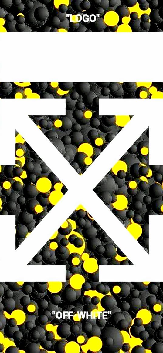 off-white, art, background, balls, yellow, black