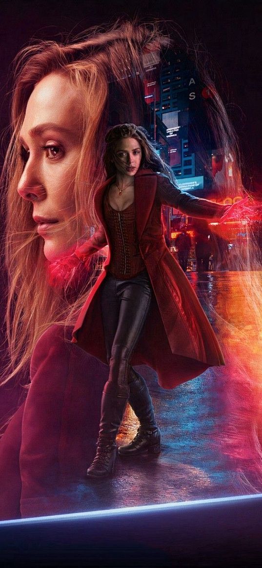 wanda, scarlet witch, superhero, marvel, elizabeth olsen, girl, magic, art