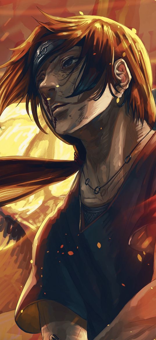 naruto, itachi, fire, guy, anime, art