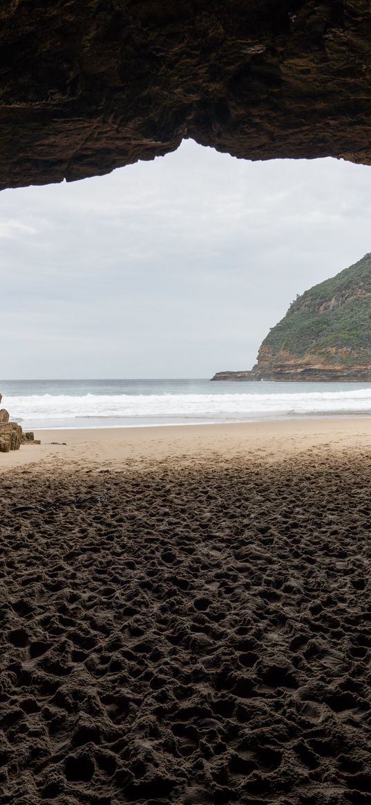 sea, sand, cave, nature