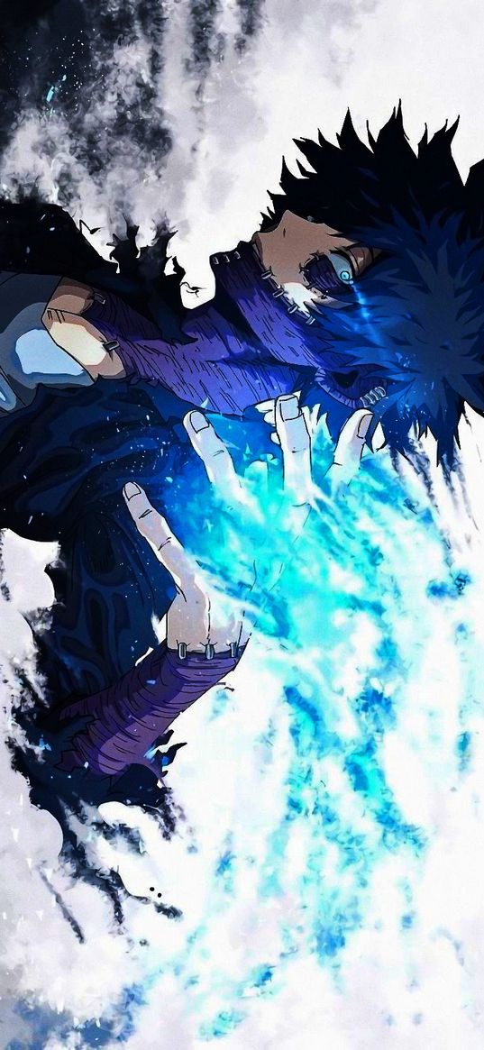 dabi, my hero academy, anime, boy, flame, blue