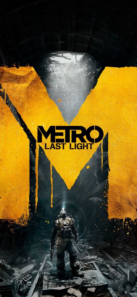 metro, game, man, tunnel, inscription, yellow