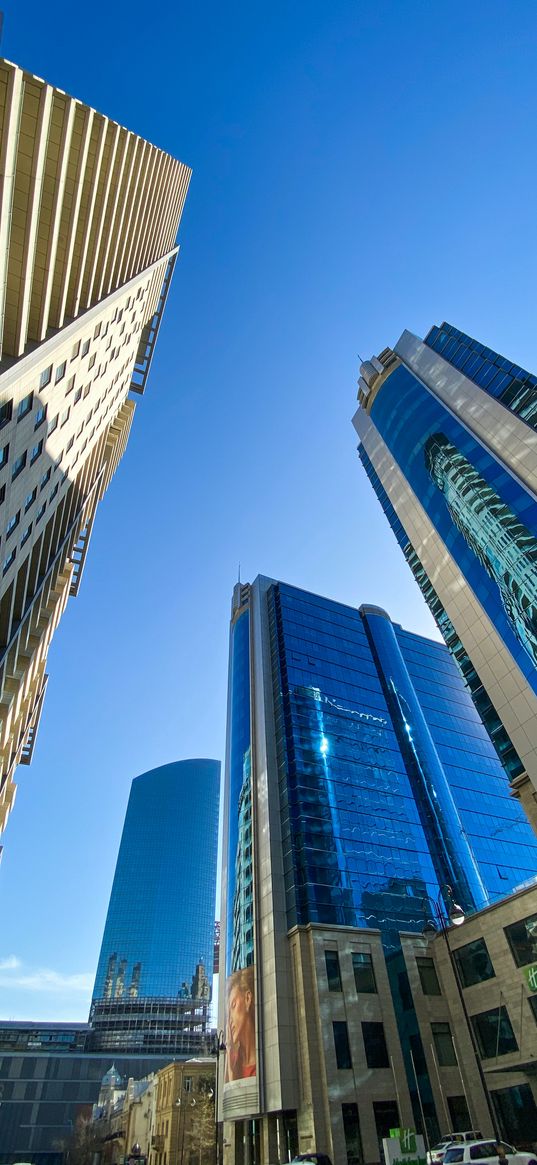 baku, azerbaijan, city, skyscraper, building, sky, blue