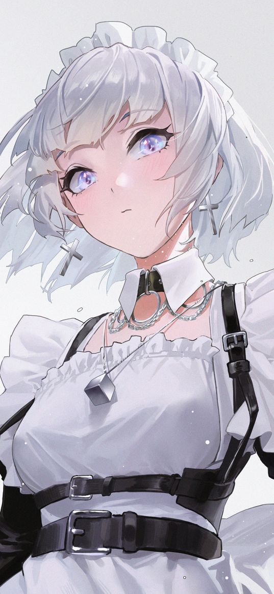 anime, girl, art, white hair