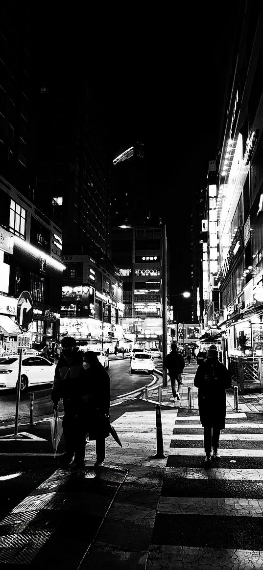 city, white and black, city lights