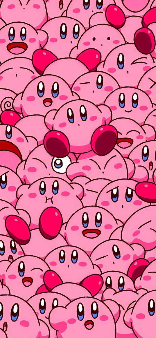 kirby, character, pink, background