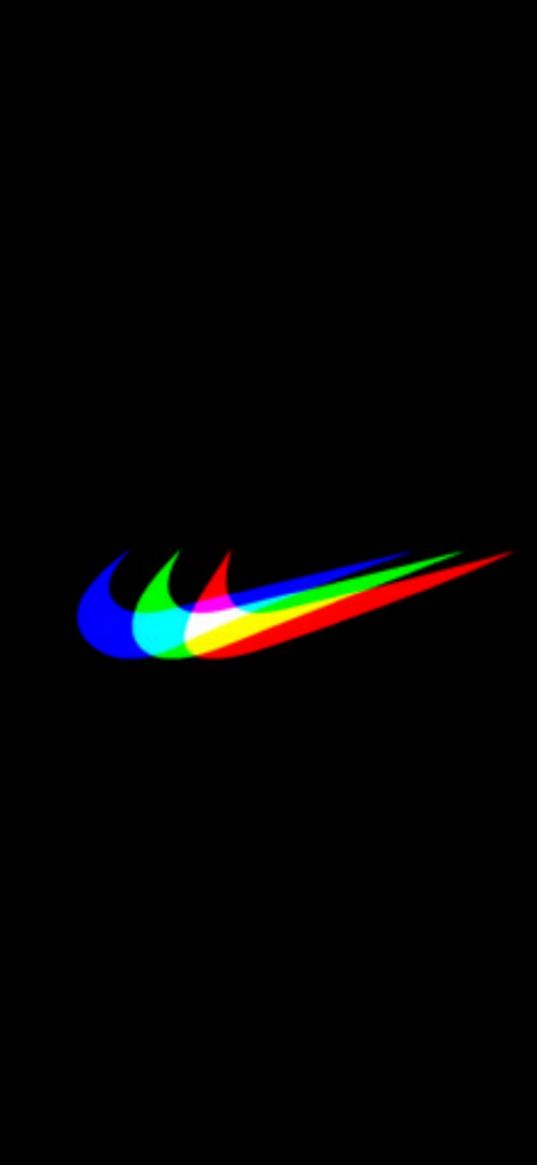 nike, logo, multicolored, black background