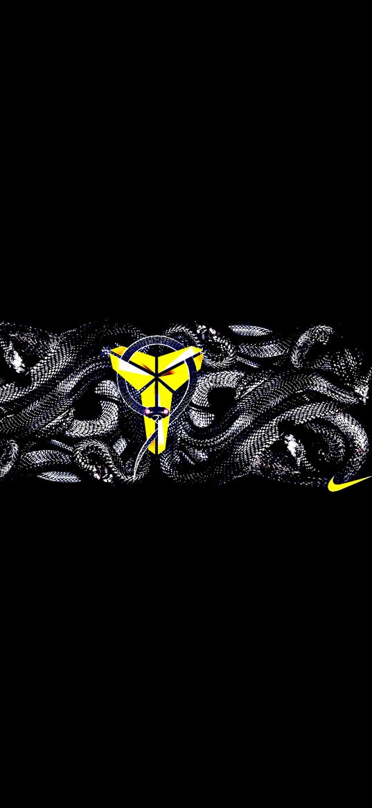 snake, brand, icon, nike, black background, digital art