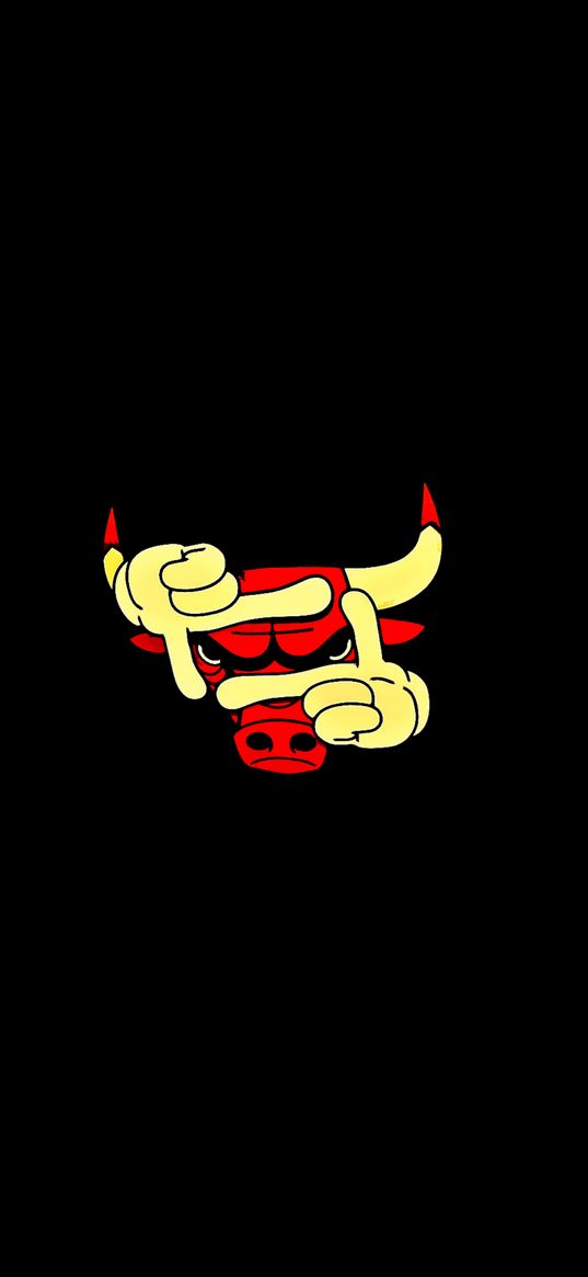 bull, basketball, chicago bulls, sport, black background, minimalism