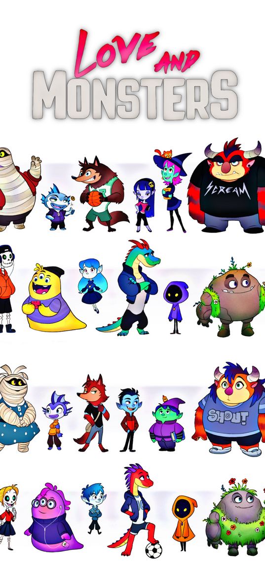 love and monsters, monsters, characters, cartoon, white background