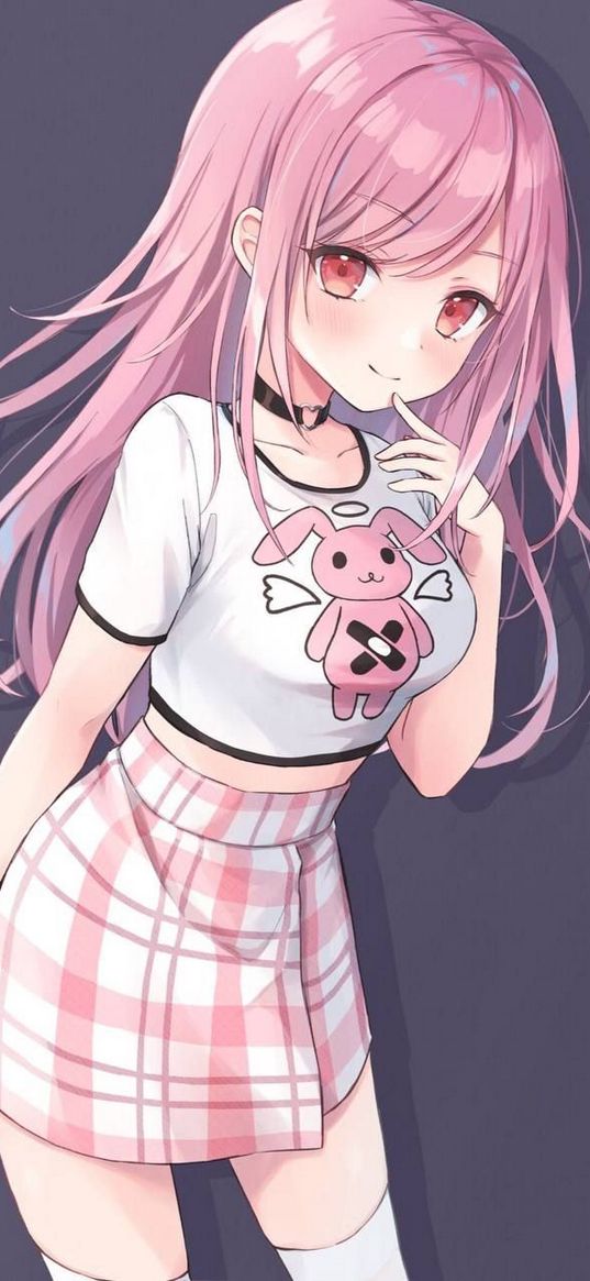 anime, art, girl, pink hair