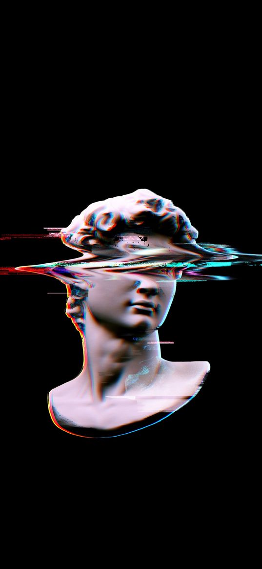 sculpture, statue, glitch, art, black background