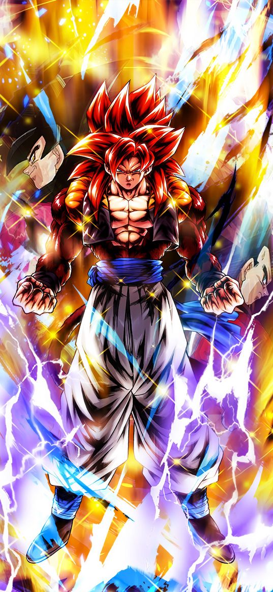 gogeta, dragon ball, anime, fighter, lightning, super power, art