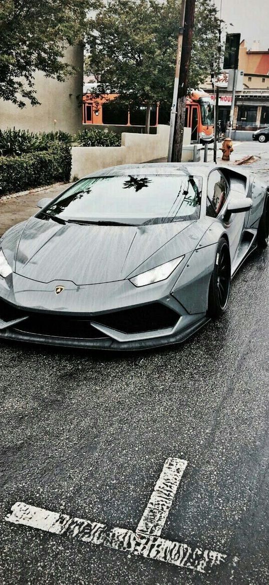 lamborghini huracan, car, dark, asphalt