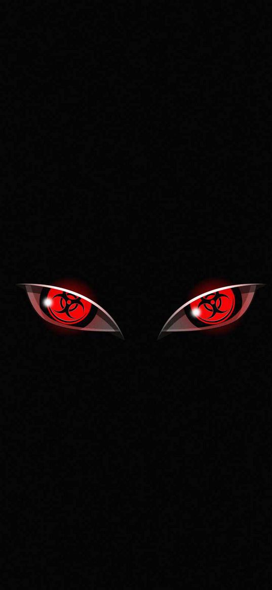 eyes, look, red, radiation, art, black background