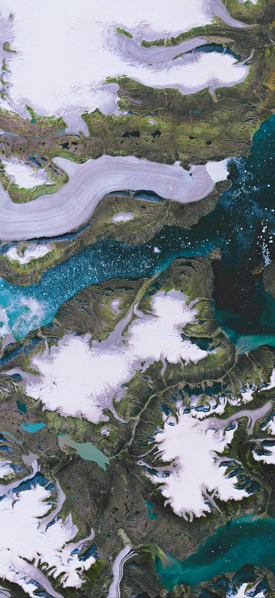 glaciers, greenland, aerial view, nature