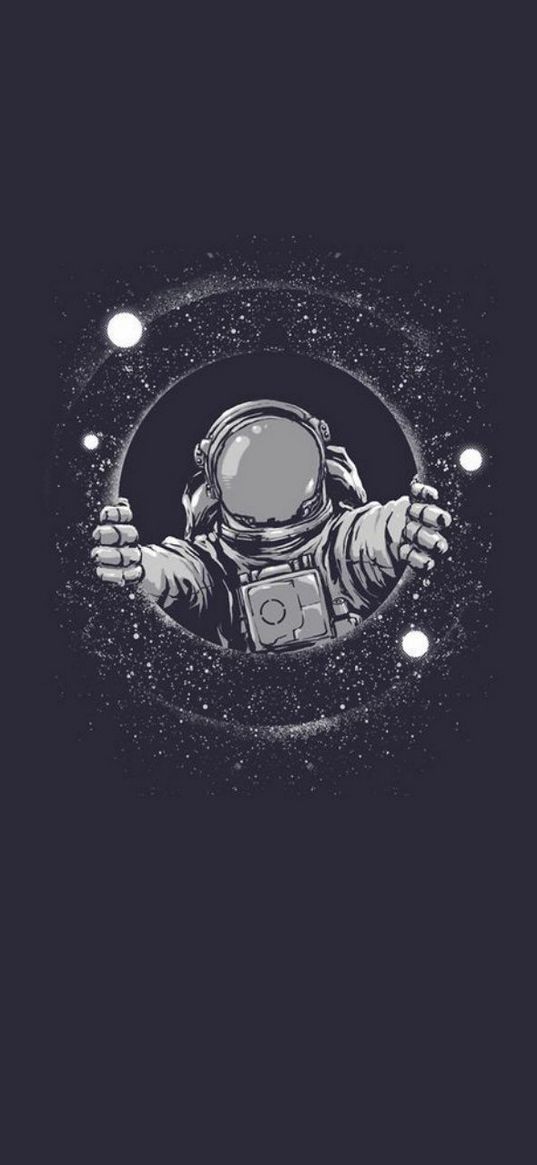 cosmonaut, hatch, stars, space, black and white, art