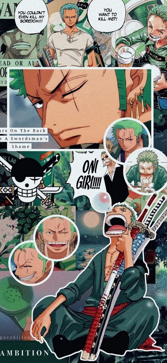 one piece, zoro, character, guy, collage, anime