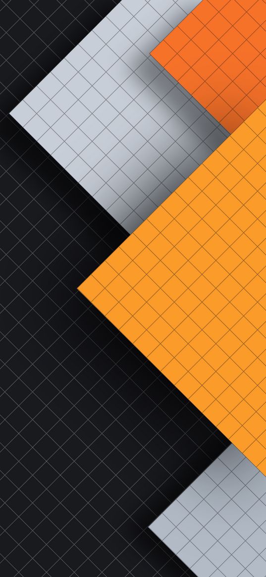 square, pattern, minimalism, black, white, yellow, orange