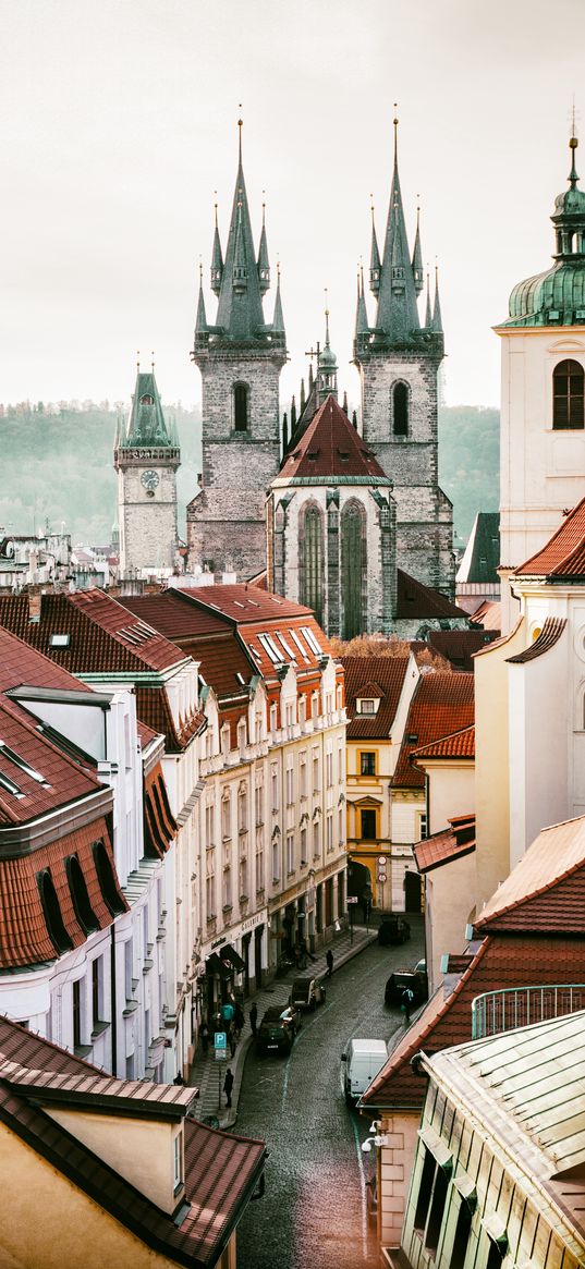 towers, buildings, roofs, architecture, street, city