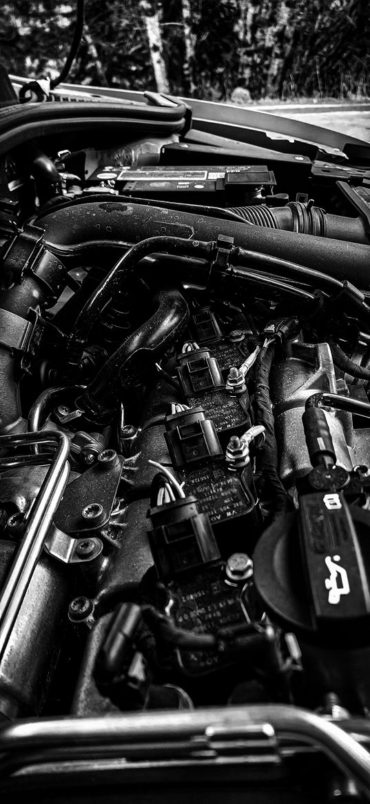 engine, mechanism, auto, black and white, bw