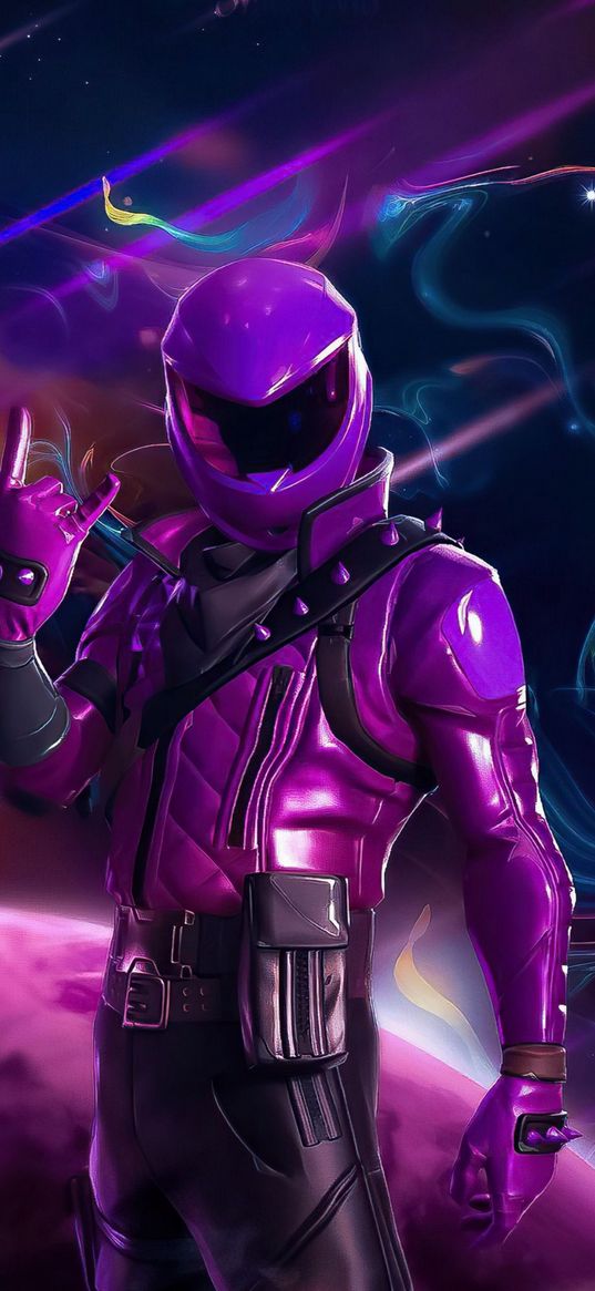 fortnite, honor guard, game, character, skin, helmet, purple, art