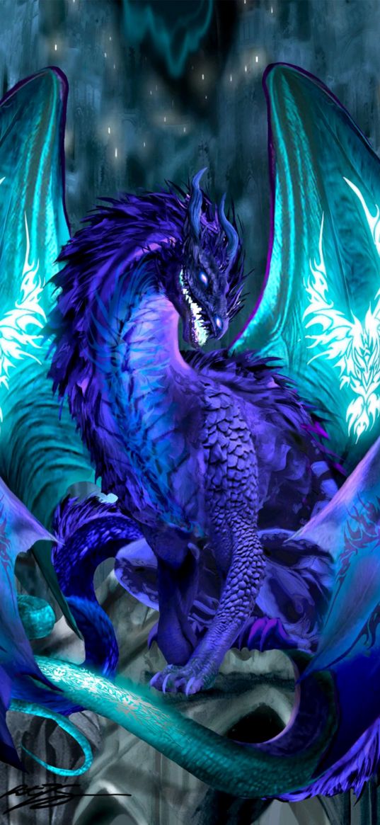 dragon, blue, art