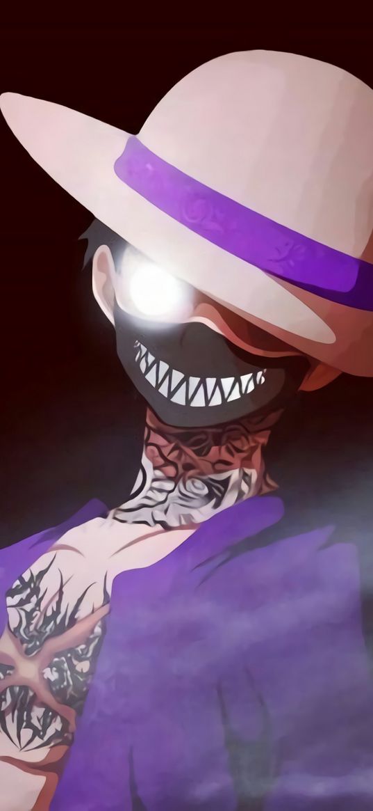 luffy, anime, character, mask, purple