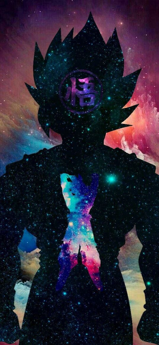 goku, dragon ball, anime, space, inscription