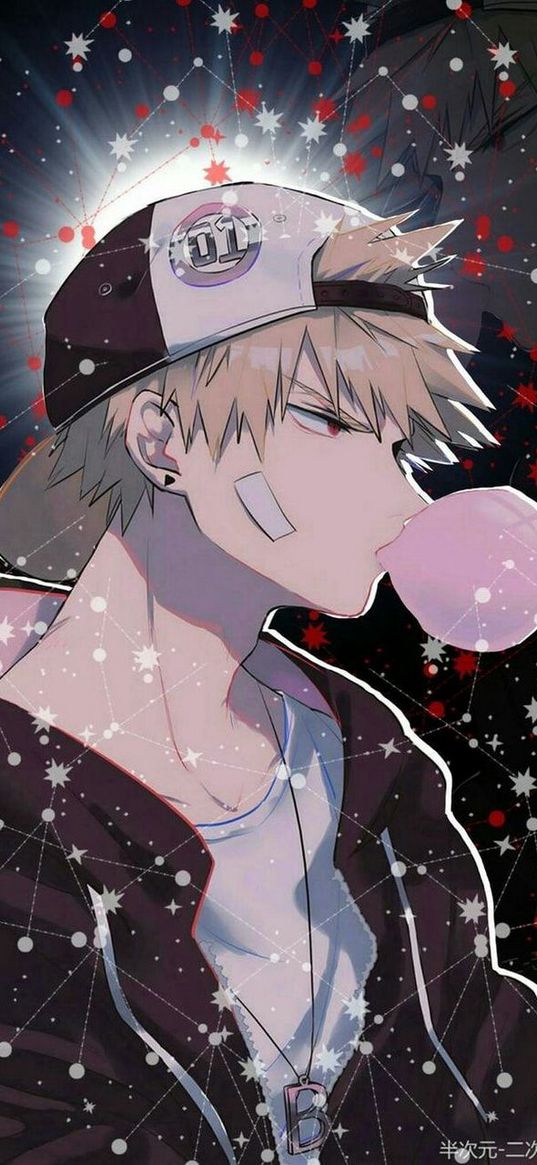 katsuki bakugo, my hero academy, anime, bubble gum