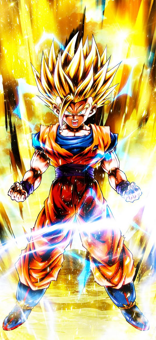 gohan, dragon ball, anime, explosion, lightning