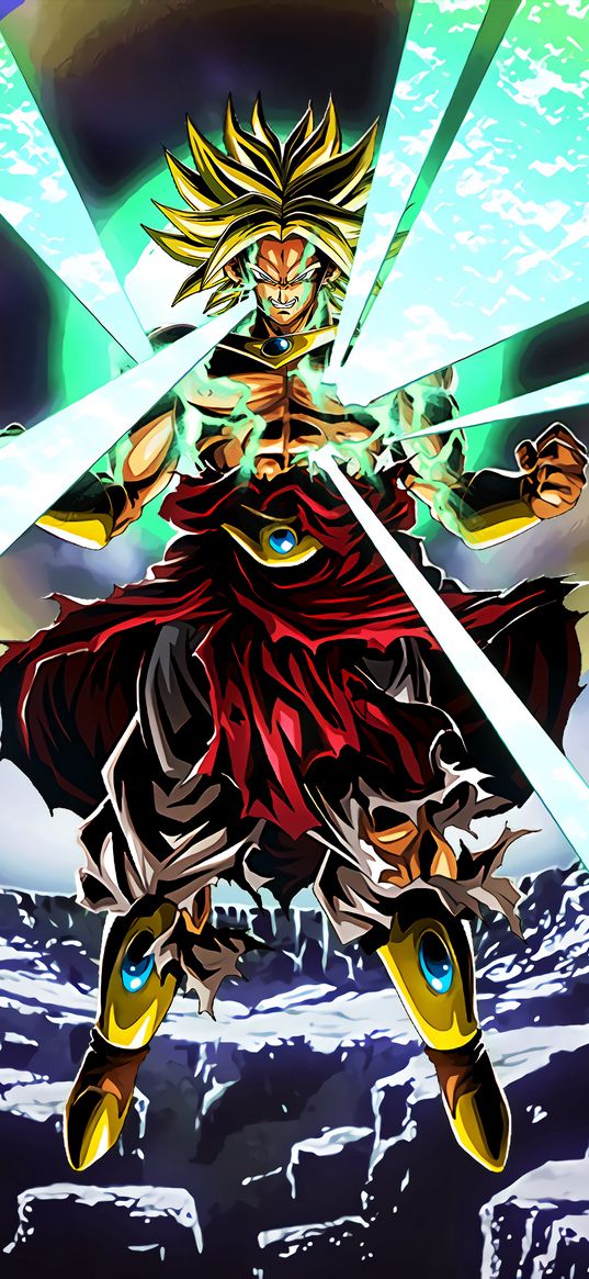 broly, dokkan, anime, dragon ball z, mountains, art