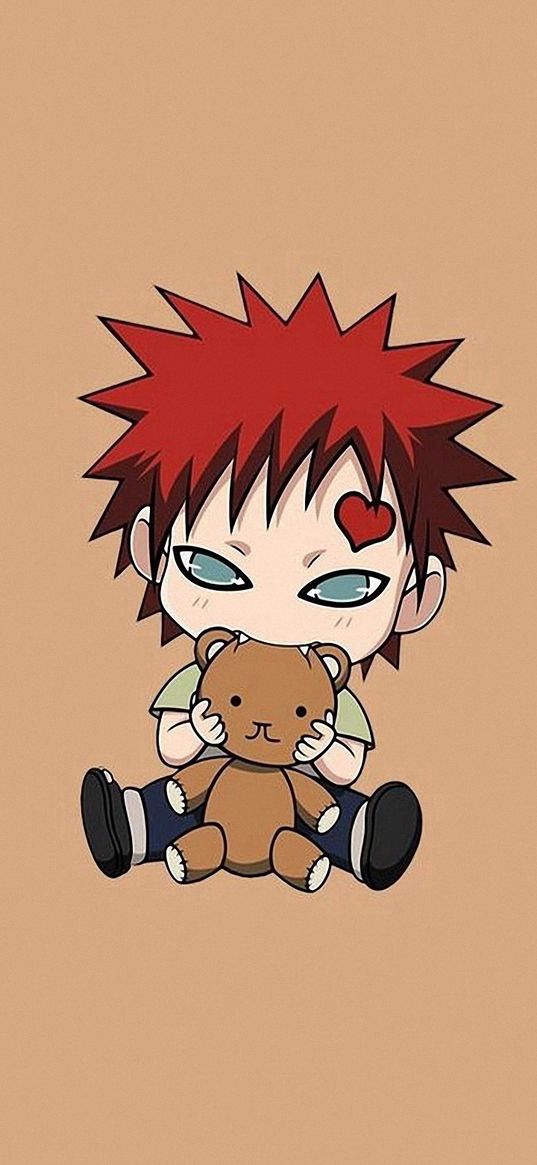 gaara, naruto, anime, baby, bear, toy