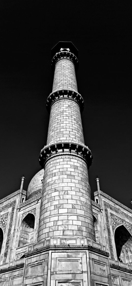 taj mahal, building, architecture, black and white