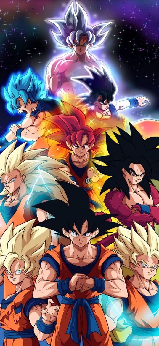 dragon ball, son goku, heroes, collage, anime, art